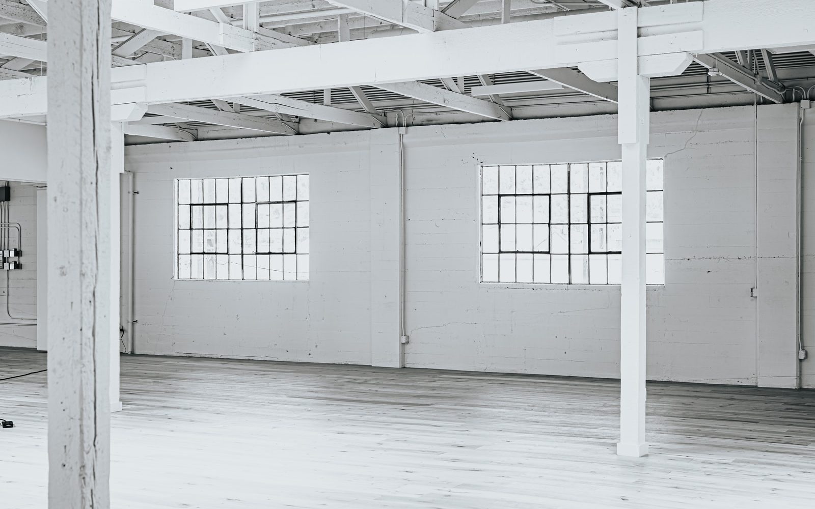 white metal frame on white floor